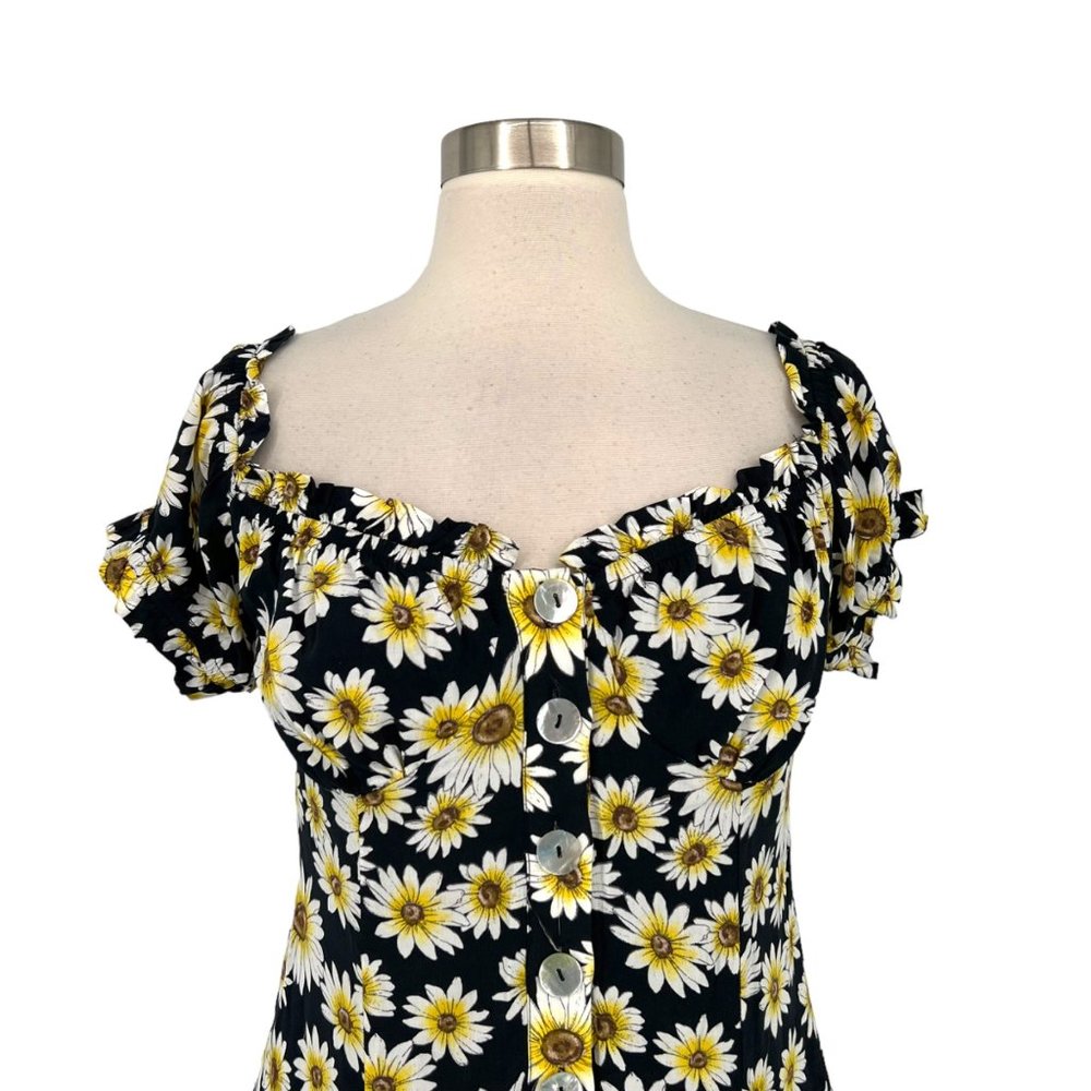 Seven Wonders Daisy Puff Sleeve Off-Shoulder Mini Dress Black White Small NWT - Picture 8 of 12